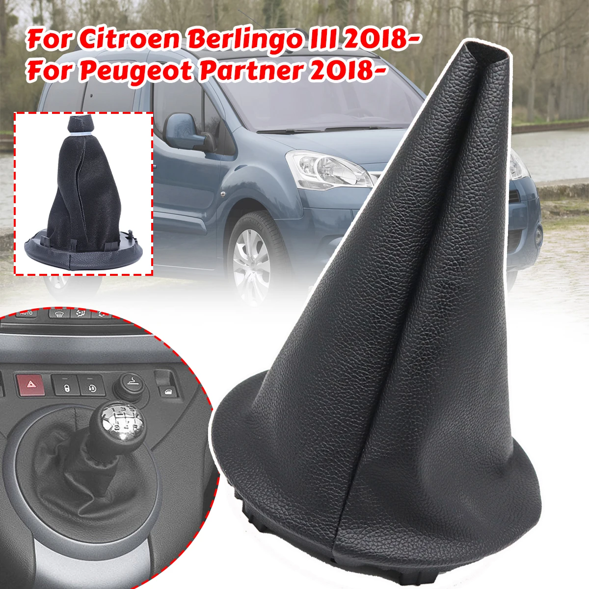 5 Speed Car Gear Shift Knob with Gaiter Boot Cover For Citroen Berlingo III Peugeot Partner 2018 2019 2020- Interior Accessories