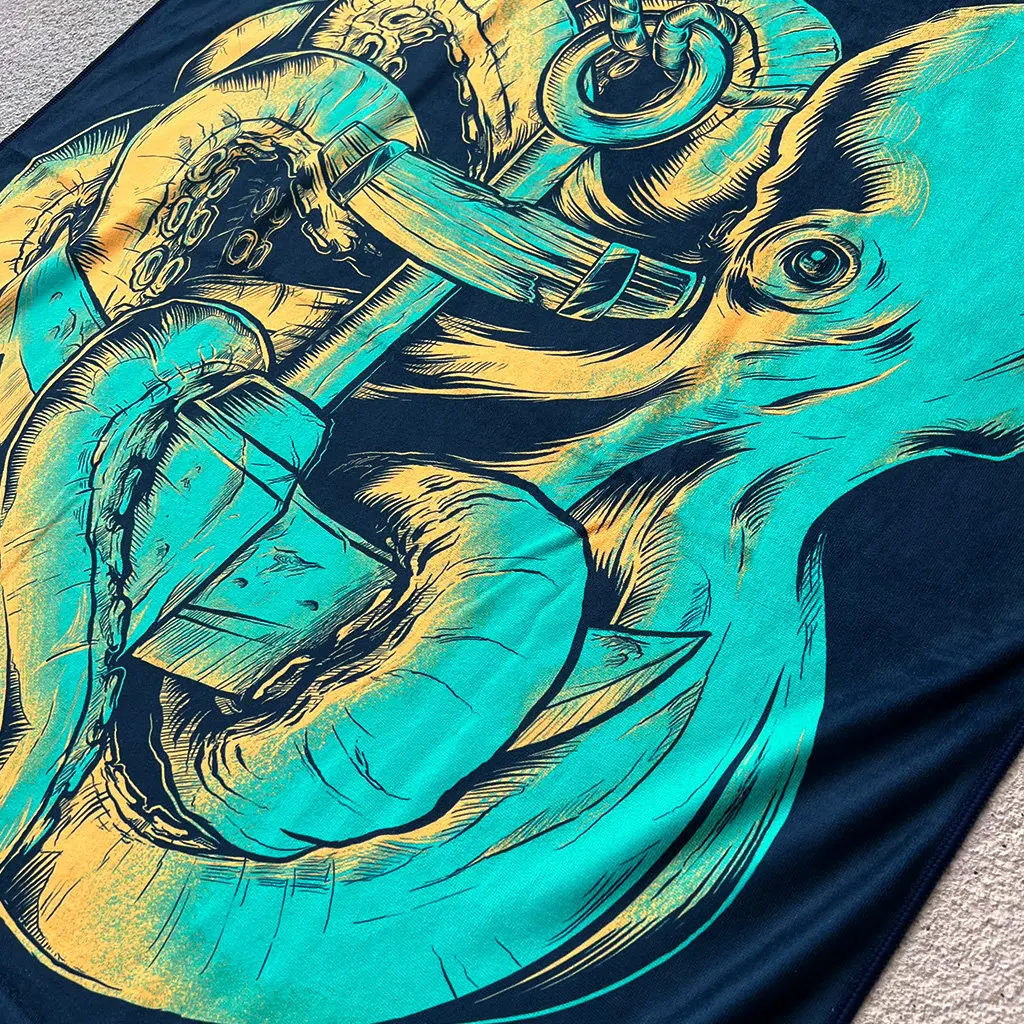 Toalla de playa con ancla de pulpo marino, toalla de fibra ultrafina absorbente y de secado rápido, accesorios para piscina de vacaciones en la playa de verano