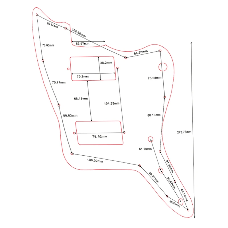 Pleroo Custom Guitar Parts - For Japan Jazzmaster Guitar Pickguard With PAF Humbucker No Bridge Post Holes And Upper Horn