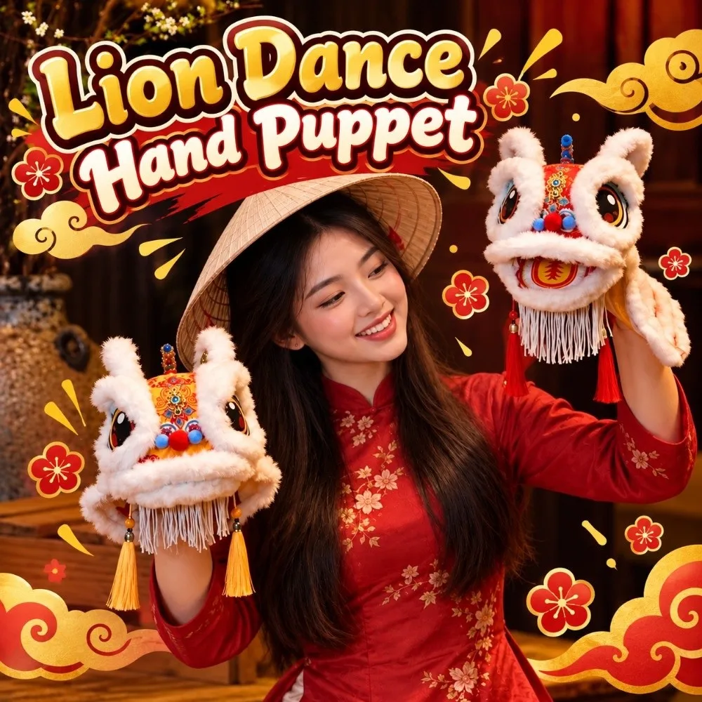 Premium Quality Lion Dance Hand Puppet Educational Purpose Vibrant Colors Hand Puppet Kit Lightweight Durable Soft Texture
