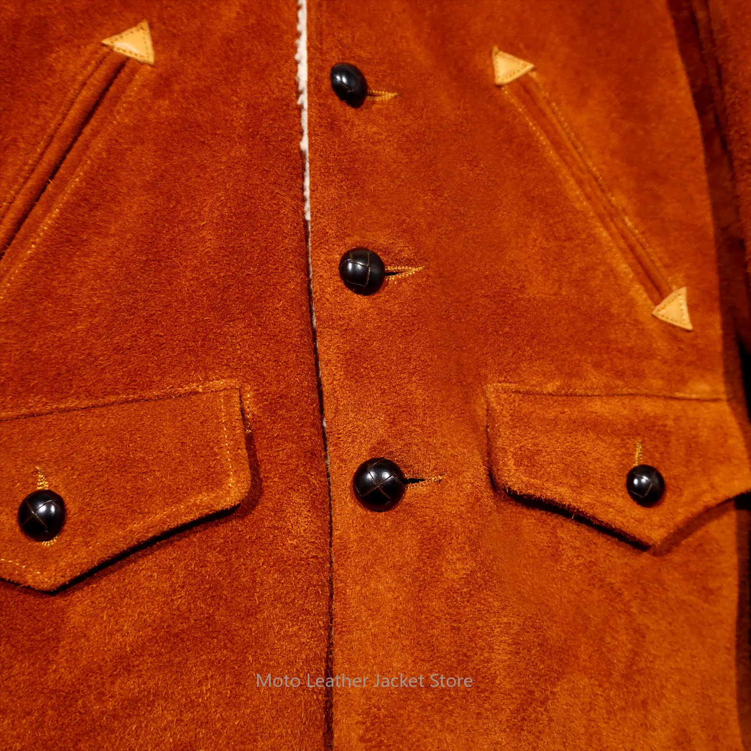 American Western Cowboy Farmer Style Suede Cowhide Leather Jacket Men Vintage Amekaji Genuine Leather Coat - view 3