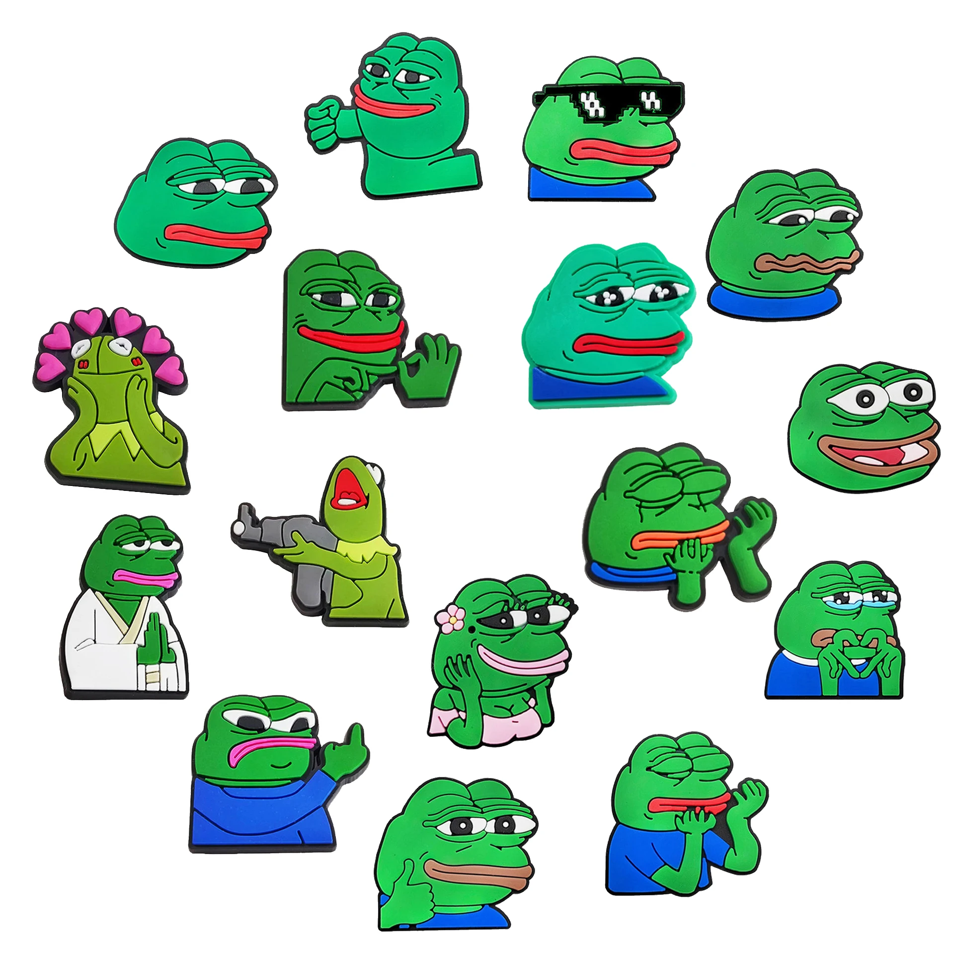 Hot Sale 1Pcs Sad Frog Shoe Charms for Crocs Accessories Decoration Shoe Pin Bracelet Wristband Adult Party Gifts