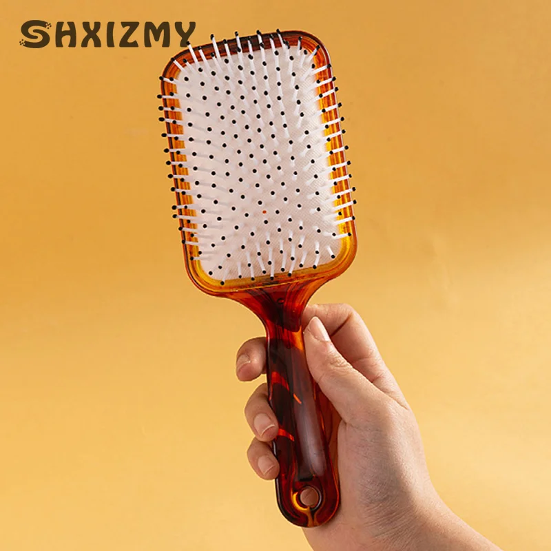 Wide Teeth Air Cushion Combs Scalp Massage Hair Brush Amber Color Anti-static Comb Home Salon Professional Hairdressing Tools