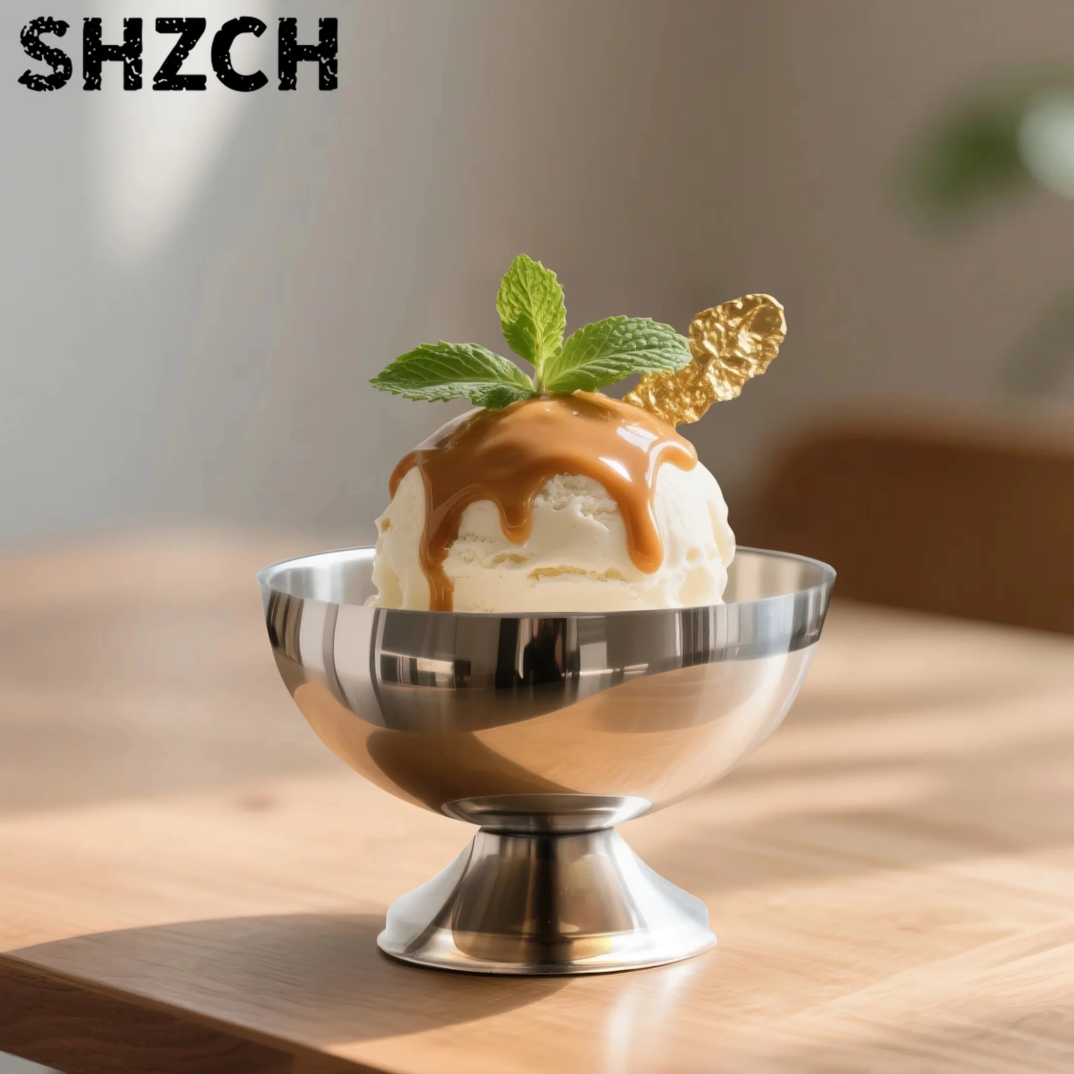 Nordic Style 304 Stainless Steel Short Feet Ice Cream Cup Bowl Bar KTV Snack Cup Cake Tea Dessert Plate