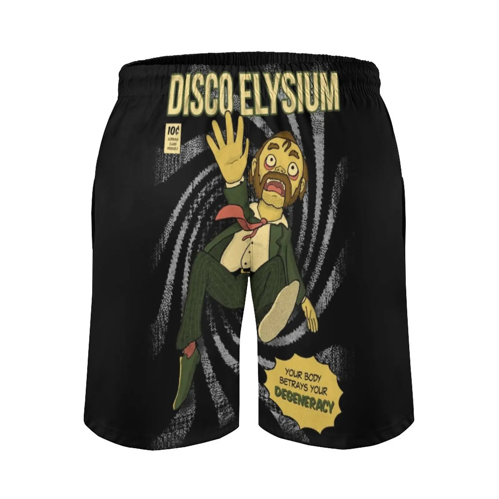 Disco Elysium - Comic Style Board Shorts Game Intellect Fanart Videogame Computer Beach Shorts Drawstring Funny Swim Trunks Gift