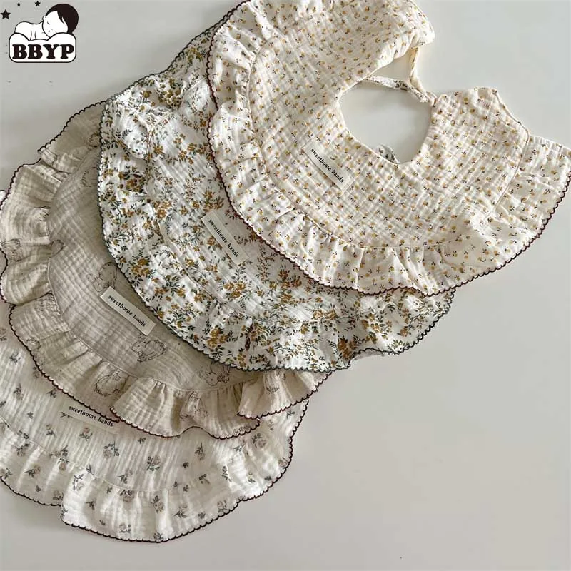 Infant Baby Girl Boy Bib Kid Toddler Dinner Feeding Tassel Guaze Cotton Linen Burp Cloths Saliva Towel