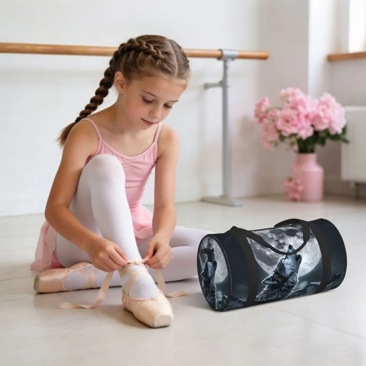 Howling Wolf Under The Moonlight Print Luggage Bag Multi-Functional Duffle Tote Bag Handbags Gym Bags Fitness Bag for Boys Girls