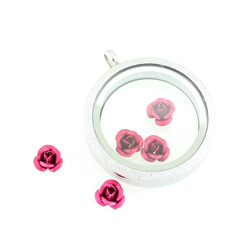 10Pcs 3D Aluminum Rose Flower Charms, Multi Color Mini Metal Rose Beads DIY Necklace Earrings Jewelry Making Accessories