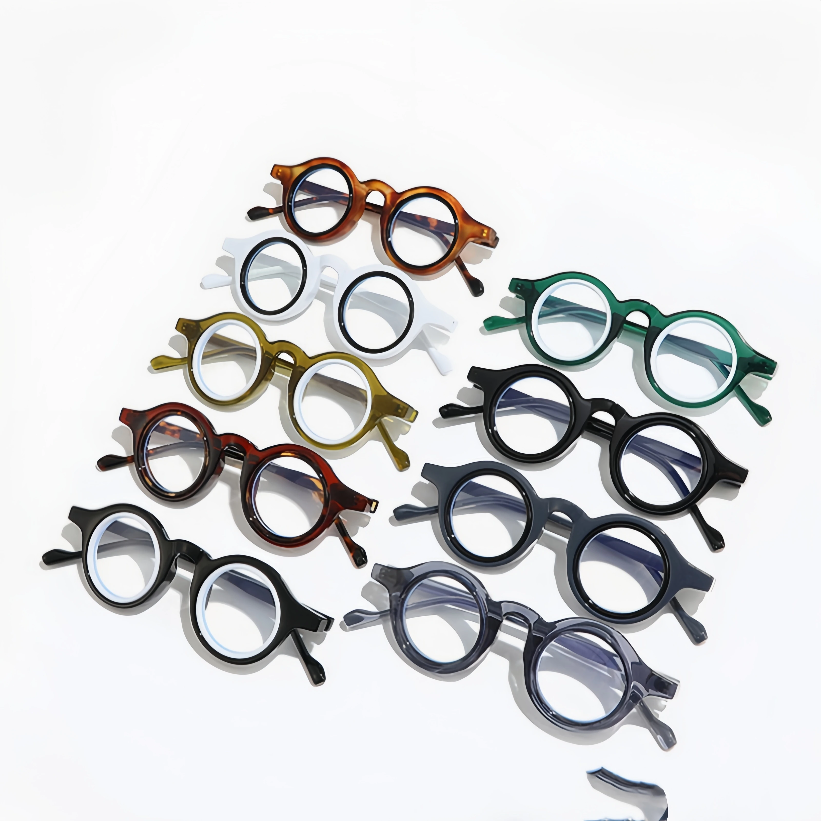 Japanese-Style Minimalist Niche Round Double-Layer Small Frame Glasses Frame for Men and Women, Trendy Decorative Glasses