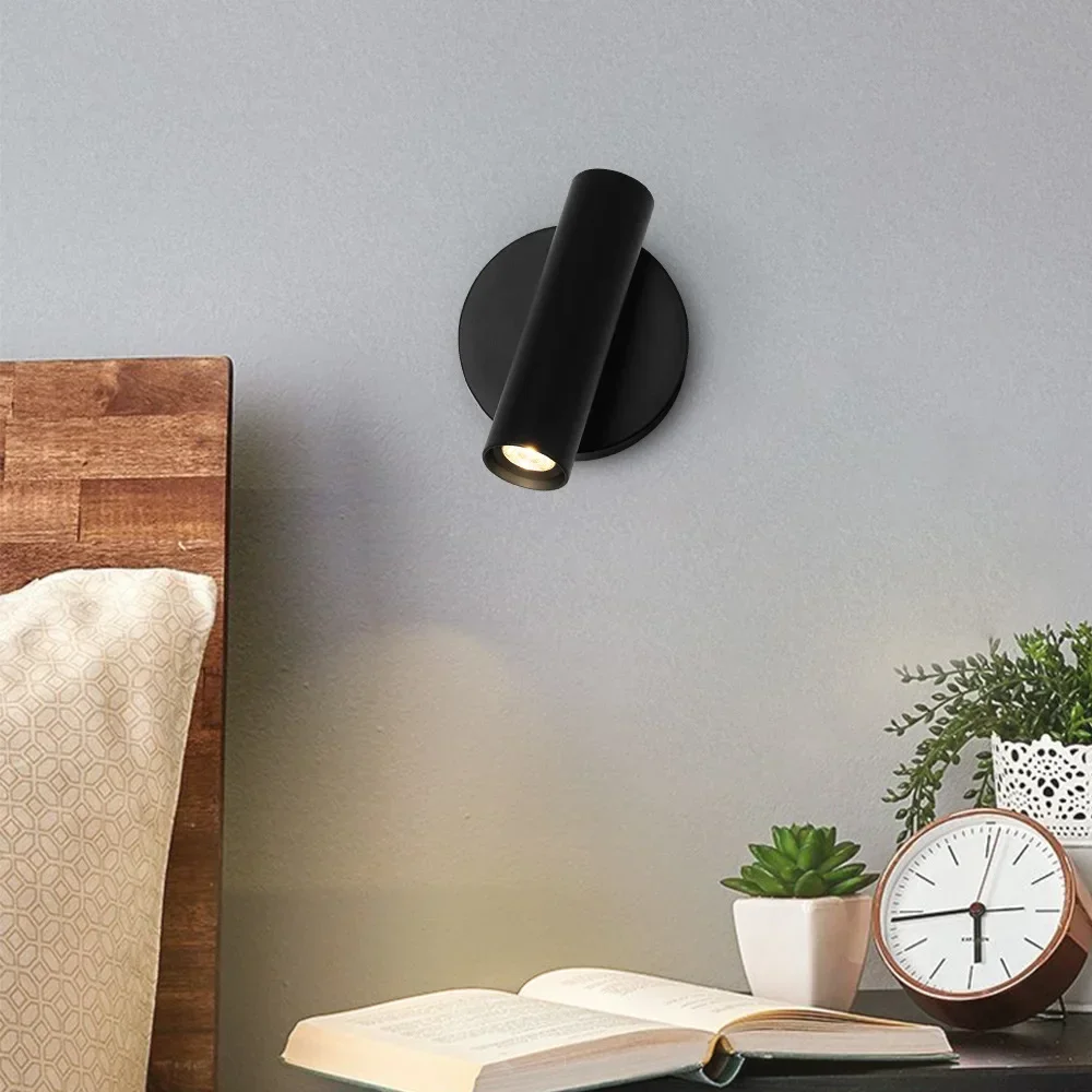 New Hotel Minimalist Guest Room Wall Lamp Circular Open Reading Bedroom Wall Light Decoration LED Bedside Indoor Lighting