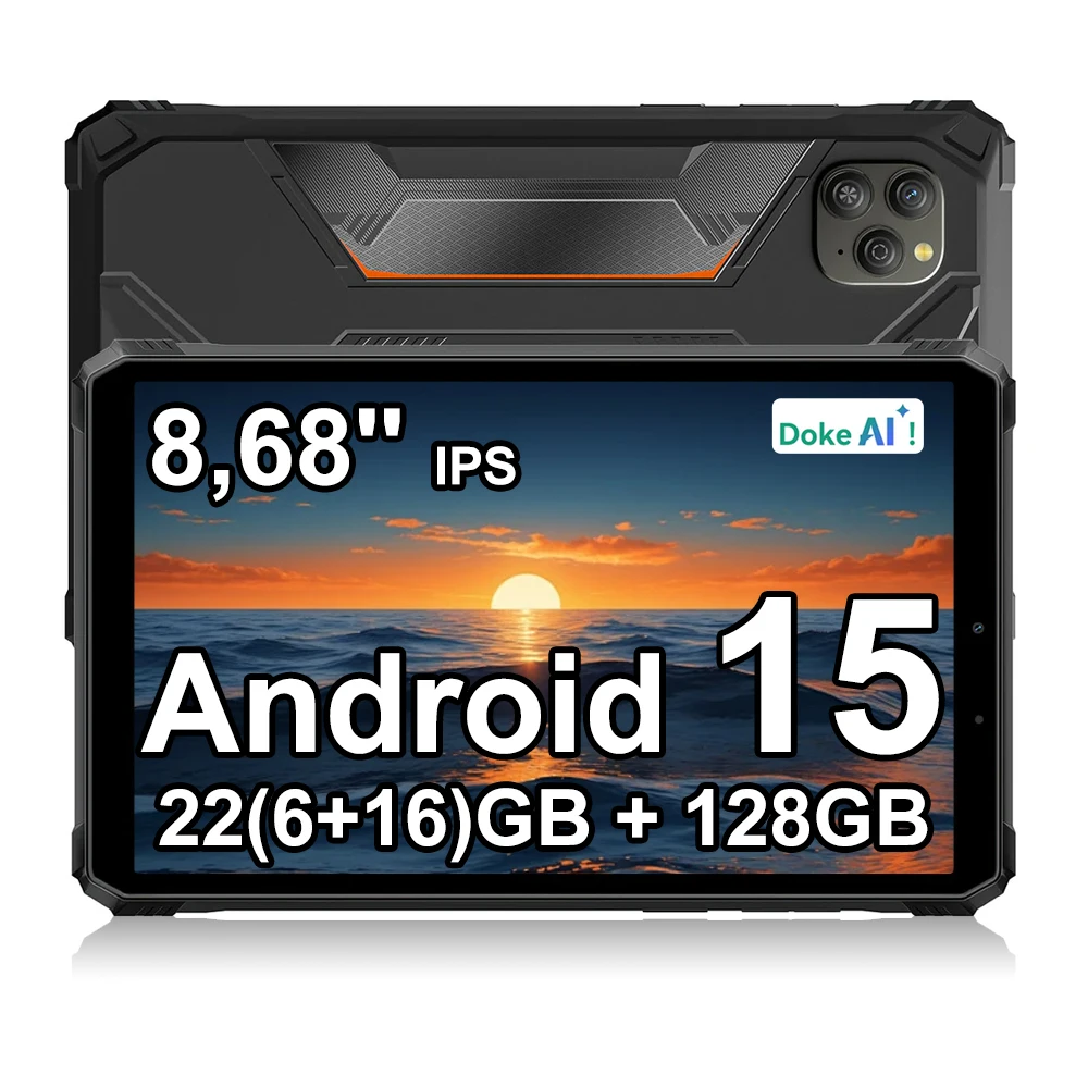 Blackview Active 5 [Ohne EU-Ladegerät] Robustes Tablet, 22(6+16)GB RAM+128GB ROM, 8,68 Zoll 90Hz IPS-Bildschirm, 6600mAh Akku, Android 15, Doke AI, NFC, Fingerabdrucksensor