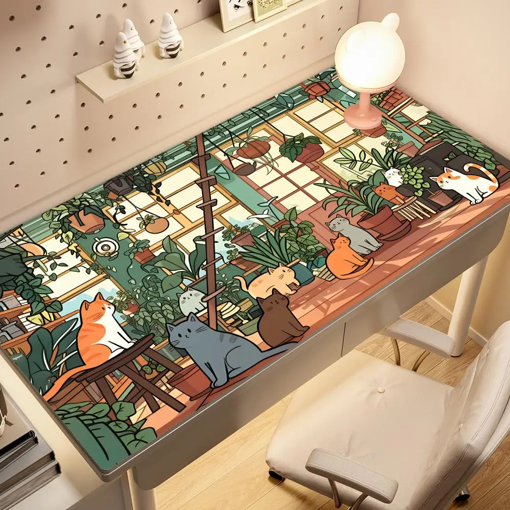 

HYBXAXC Japanese Anime Kawaii Cat Large Gaming Mouse Pad Non-slip Rubber Keyboard Mats Computer Laptop Office Desk Decor