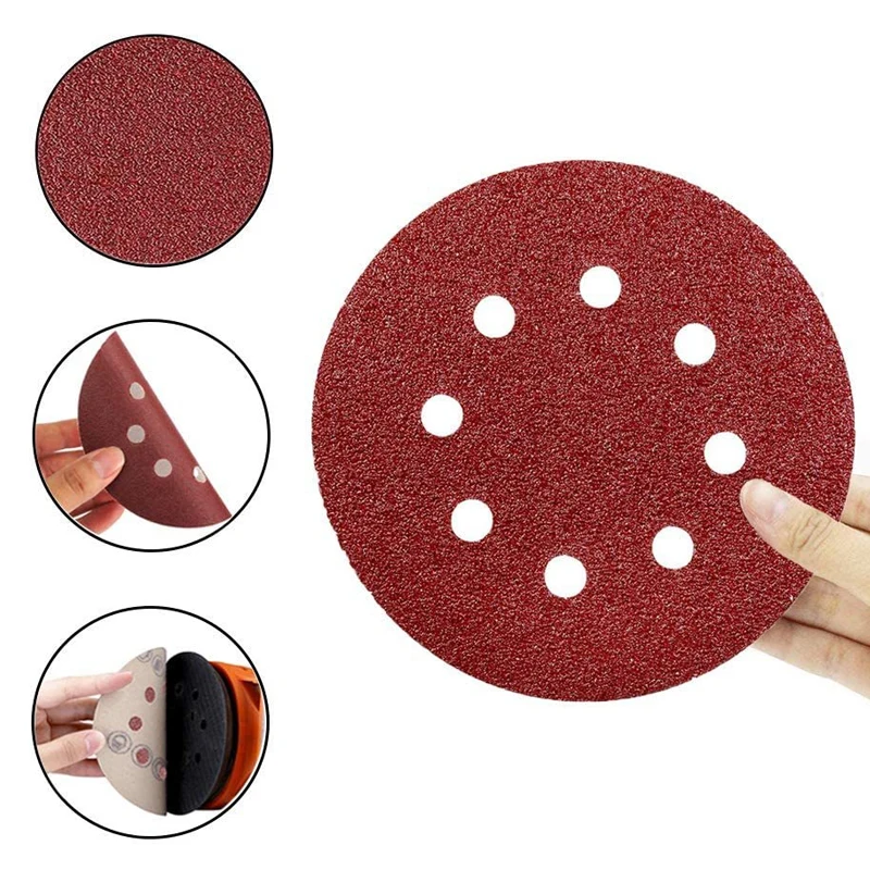 แผ่นกระดาษทรายแบบมีกาว 30 ชิ้น ขนาด 5 นิ้ว 8 รู 125 มม.  ความละเอียด P400 P600 P800 P1000 P1200 P1500 P2000