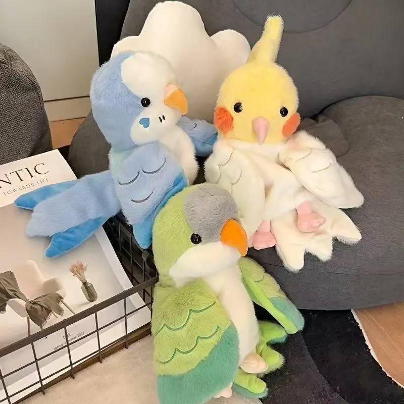 20cm Cute Lively Coloeful Parrot Hand Puppet Plush Toys Comfy Fluffy Parrot Doll Funny Imitation Game Props For Children