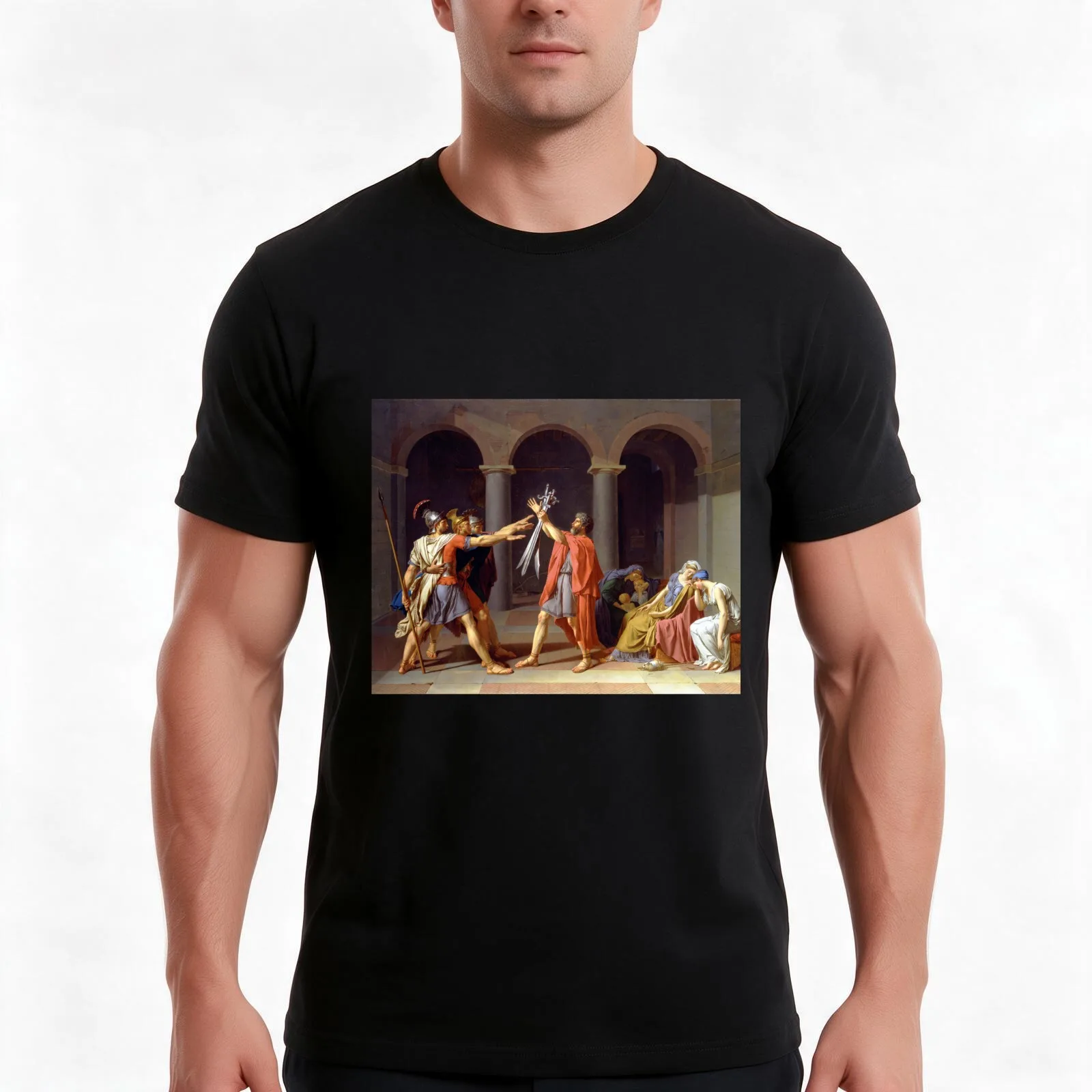 Oath of the Horatii by Jacques-Louis David (1784) T-Shirt, Summer Casual Cotton Tee, Oversized Streetwear Tops, Unisex Men Women