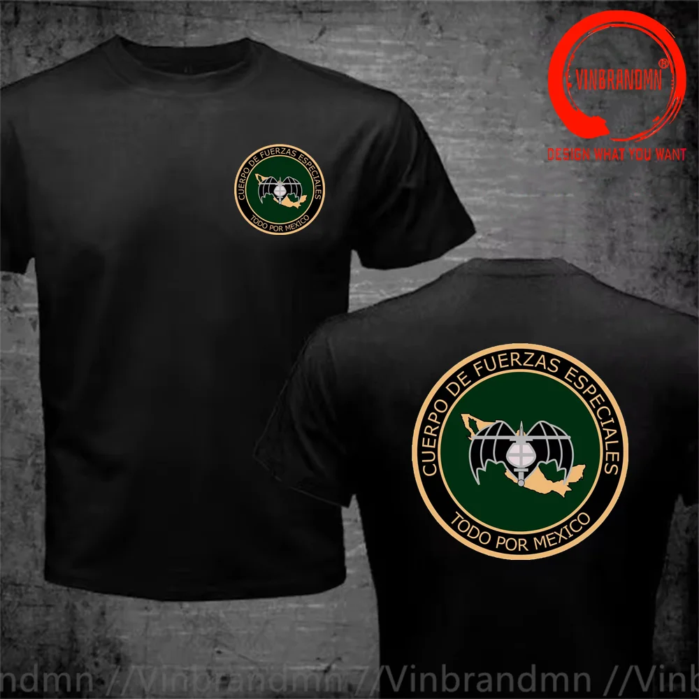 Mexico GAFEs Fuerzas Especiales Special Force Ops Army Military Black T-shirt Mexican Coat of Arms T Shirt Men Fashion Clothing