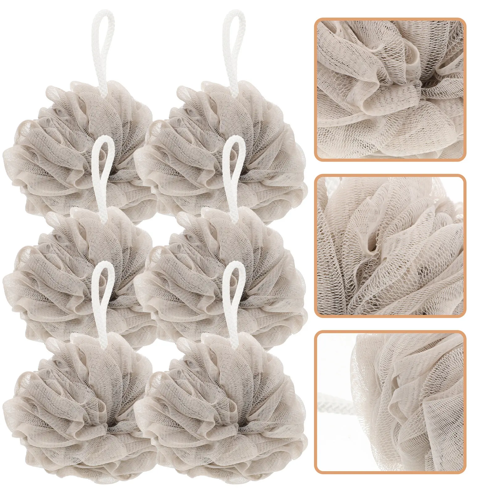 6Pcs Thick Supple Bathing Balls Exfoliate Dead Skin Comfortable Shower Experience Quick-Dry Hanging Storage Portable Household