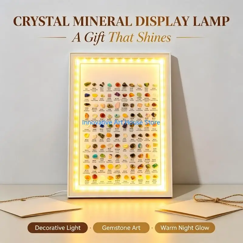 E1PC 100 Mineral Collection Case With Name Text and Desktop Light Feature