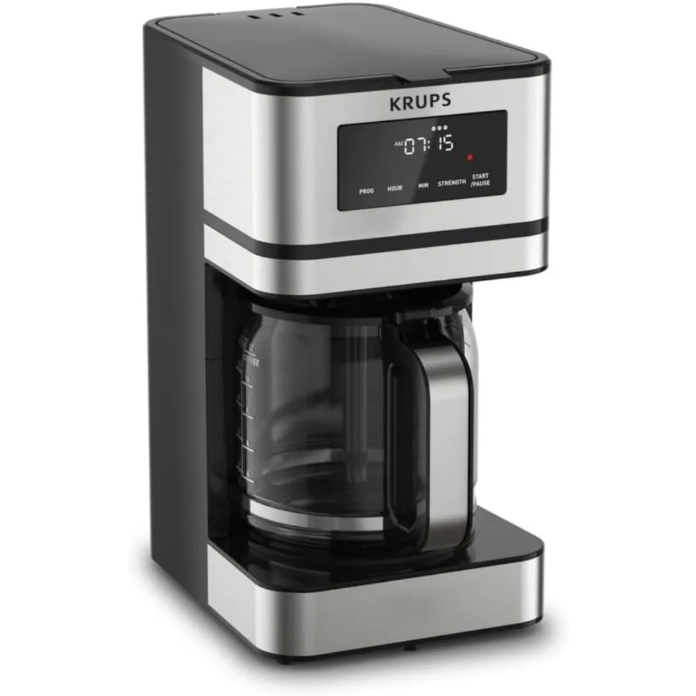 

KRUPS Simply Brew: Stainless Steel and Glass Carafe 12 Cup Drip Coffee Maker, Programmable with Digital Display, Dishwasher