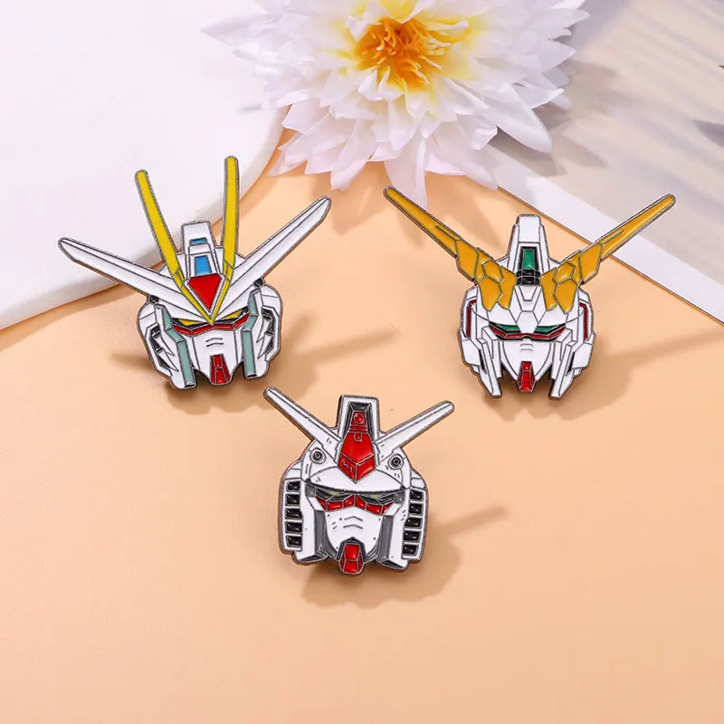 Creative Anime Robot Enamel Pins Emblem Japanese Animation Game Mechanic Series Alloy Brooch Mecha Warrior Metal Badge Jewelry