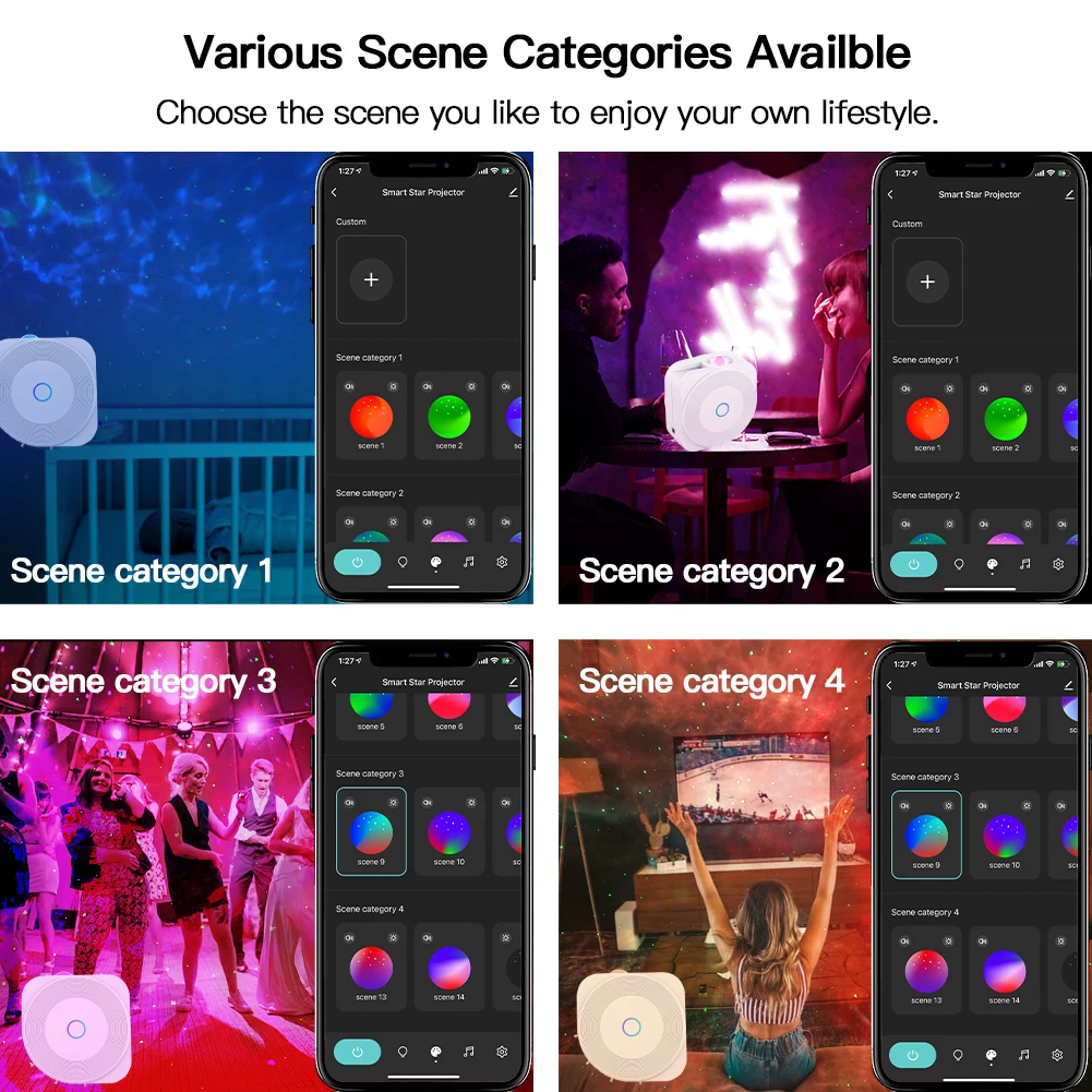 Moes-スマートプロジェクター,wifiスター,銀河,星雲/海の波,常夜灯,カラフルなプロジェクター,Alexa,Google tuyaアプリケーション