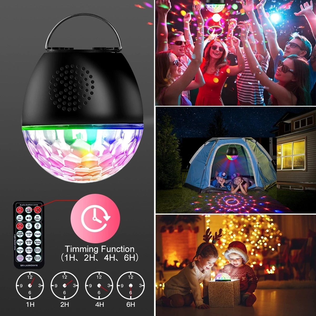 ماجيك الكرة المحيطة مصباح LED ضوء المرحلة مع مشغل موسيقى USB قابلة للشحن RGB ديسكو حفلة ترتد جو أضواء جهاز عرض #4