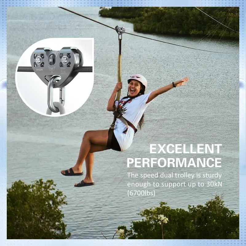 

ABHQ-Cable Trolley Cable Trolley Pulley Pulley With Ball Bearing Caving Aloft Work Black