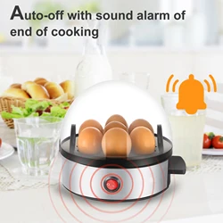 350W Electric Egg Boiler 7 Eggs Steamer Multifunctional Cooker with Auto Shut Off for Omelet Soft Medium and Hard Boiled Eggs