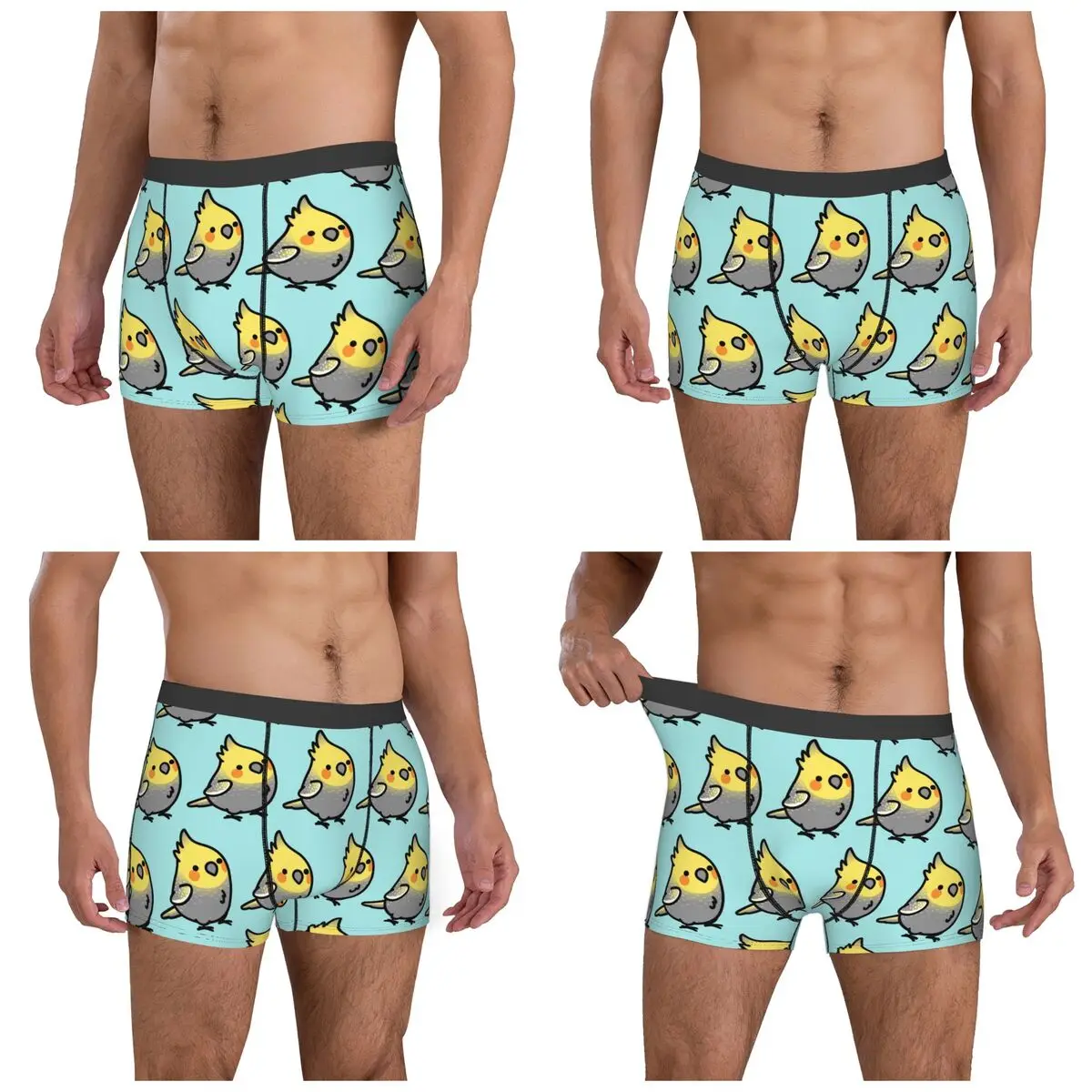 Boxer Underpants Shorts Chubby Pearl Cockatiel Panties Men Ventilate Underwear for Homme Man Boyfriend Gifts