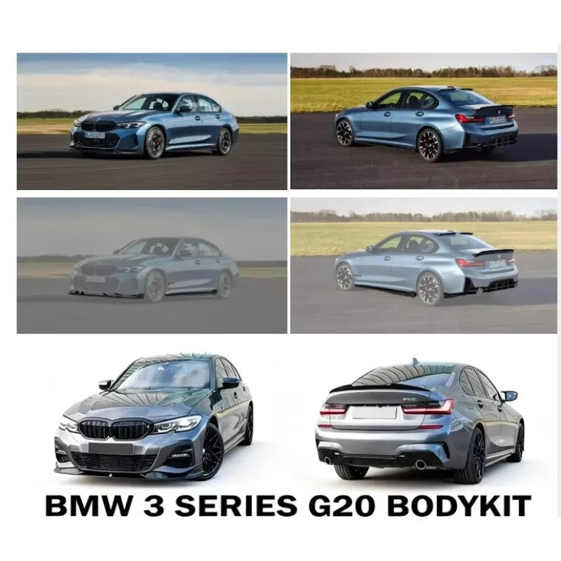 

Комплект глянцевых черных диффузоров, сплиттеров переднего бампера и заднего спойлера для BMW G20 LCI 2009-2024