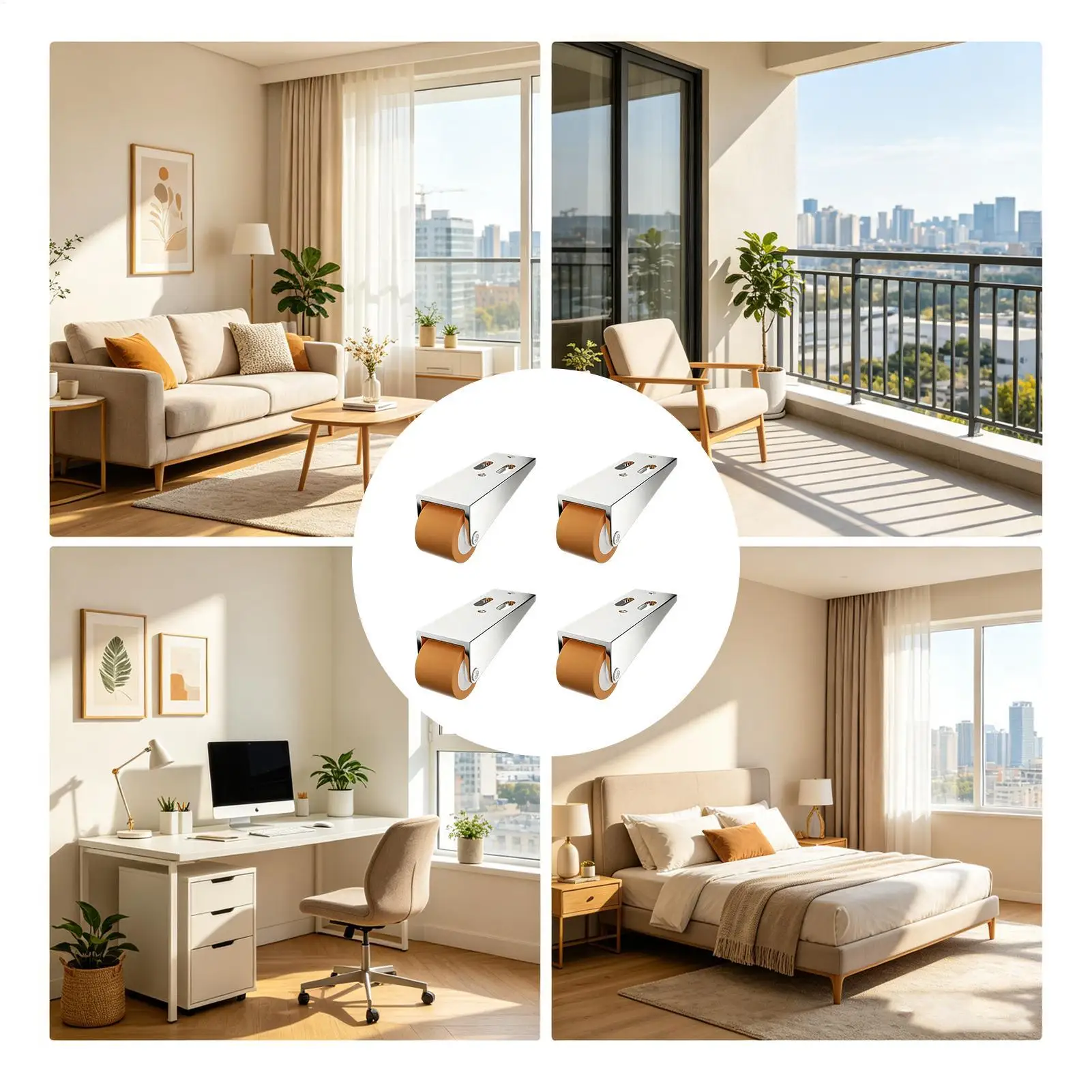 Furniture Wheels 4 Pieces Anti-Sag Portable Multifunctional Roller Sliding Door Wheels For Chair Desk Table Gate Furniture