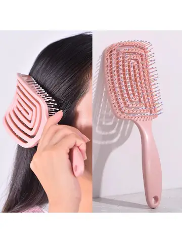 1Pcs Elastic Massage Comb Hollow Out Hair Brush Scalp Massage Combs Hair Styling Detangler Fast Blow Drying Detangling Tool