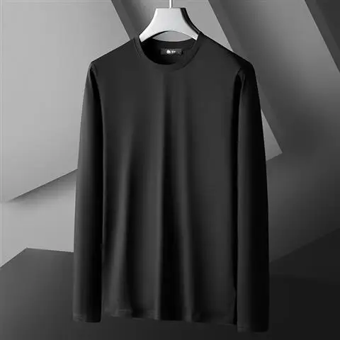 موضة تنفس الرجال مشروط كم طويل تي شيرت بلايز عادية تي شيرت أبيض ربيع الخريف 2025 جديد المتضخم تي شيرت الرجال الملابس