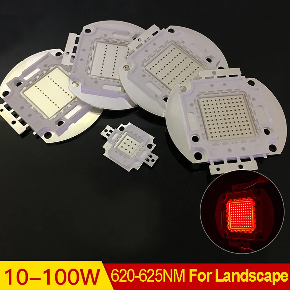 620-625nm,660-665nm Red Light LED High Power 10W 20W 30W 50W 100W Integrated Light Source Light Emitting Diode Chip For Plant