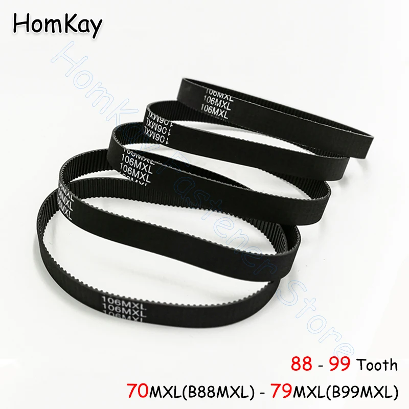 MXL Timing Belt Rubber Closed-loop Transmission Belts Pitch 2.032mm No.Tooth 88 89 90 91 92 94 95 96 97 98 99Pcs width 6 10mm