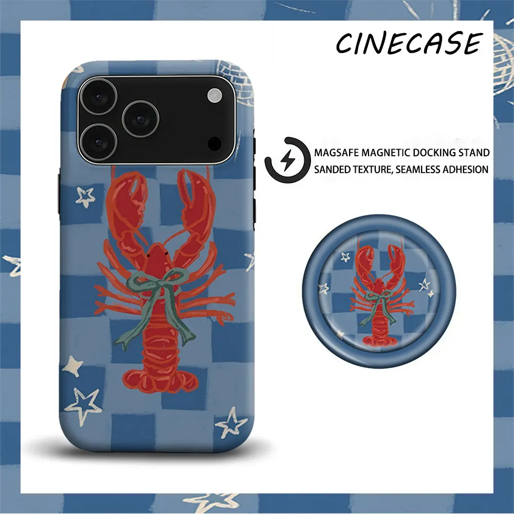 Funda Disco Lobster 2 en 1 Mate para MagSafe con PopSocket Grip Bumper a juego para iPhone 17 16 15 14 13 Pro Max