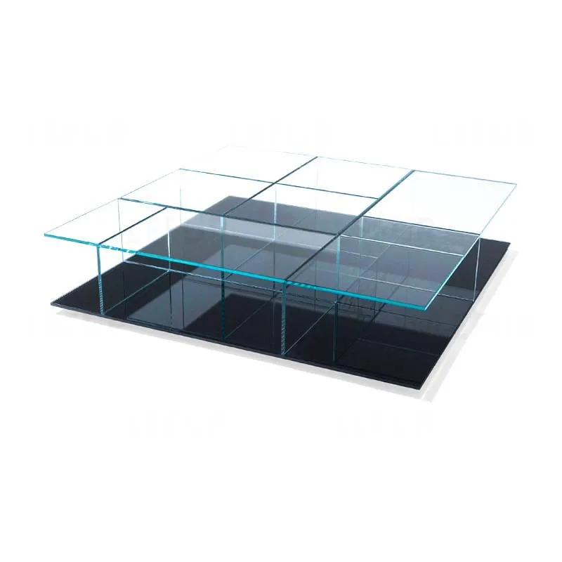 Simple transparent tempered glass coffee table, living room home tea table, rectangular storage tea table
