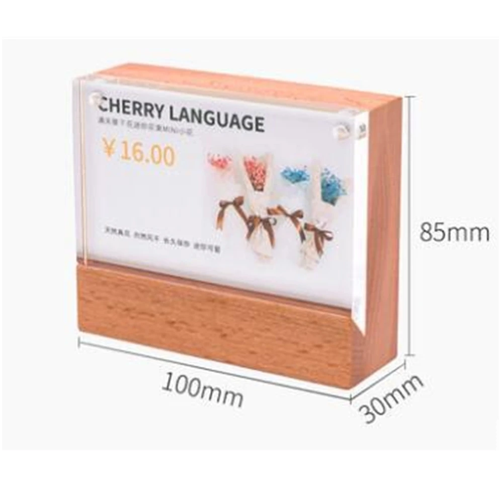 100*70mm Solid Wood Acrylic Advertising Poster Photo Display Frame Menu Card Sign Holder