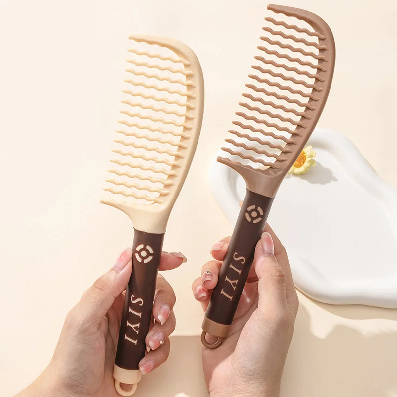 Two Colors Optional Delicate Luxury Curling Iron Comb, Fluffy Massage Wavy Wide Toothed Comb