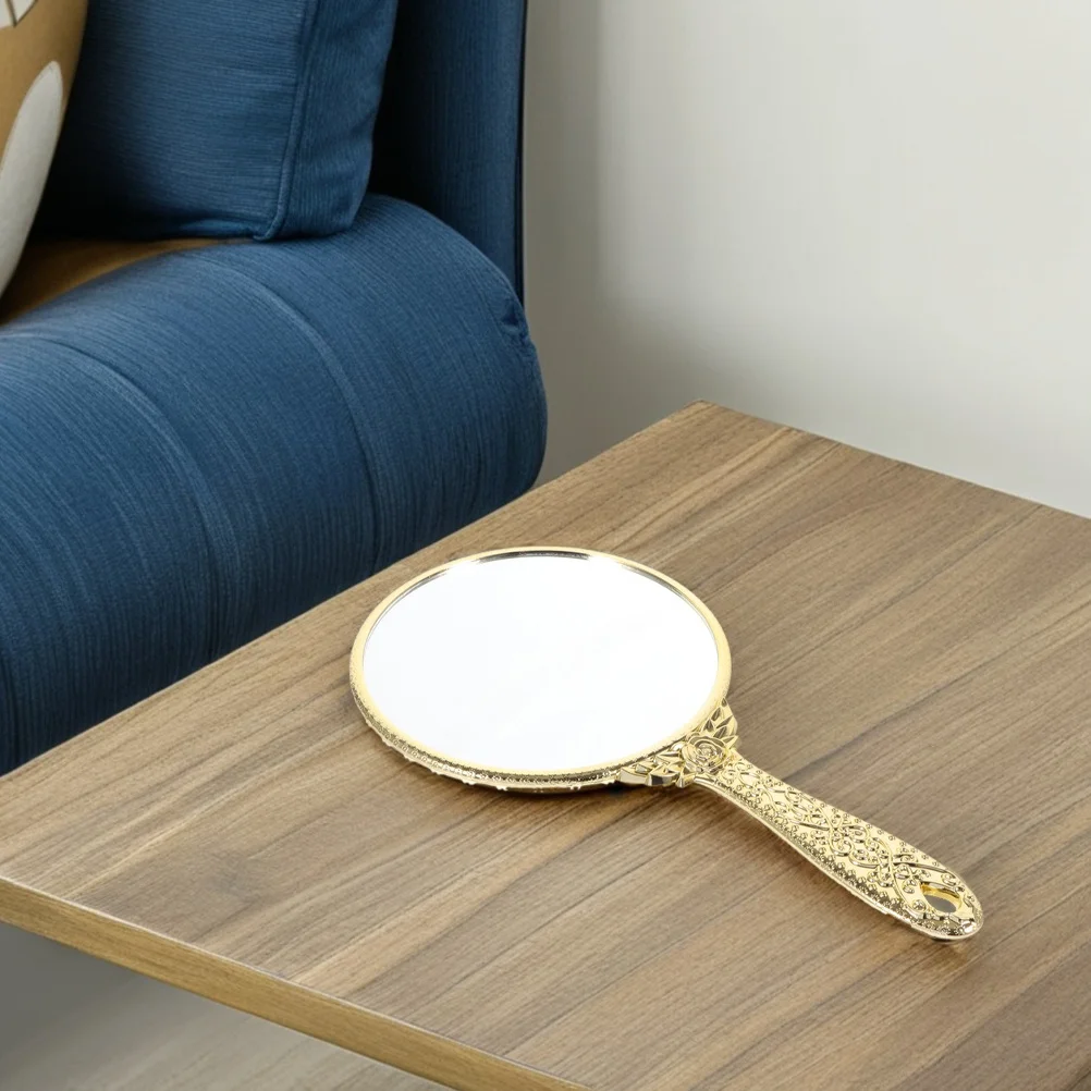 2 szt. Lusterko ręczne w stylu vintage z wyrafinowanym wzorem róży, okrągła odblaskowa powierzchnia, przenośne lusterko kosmetyczne kompaktowe do podróży i do domu.