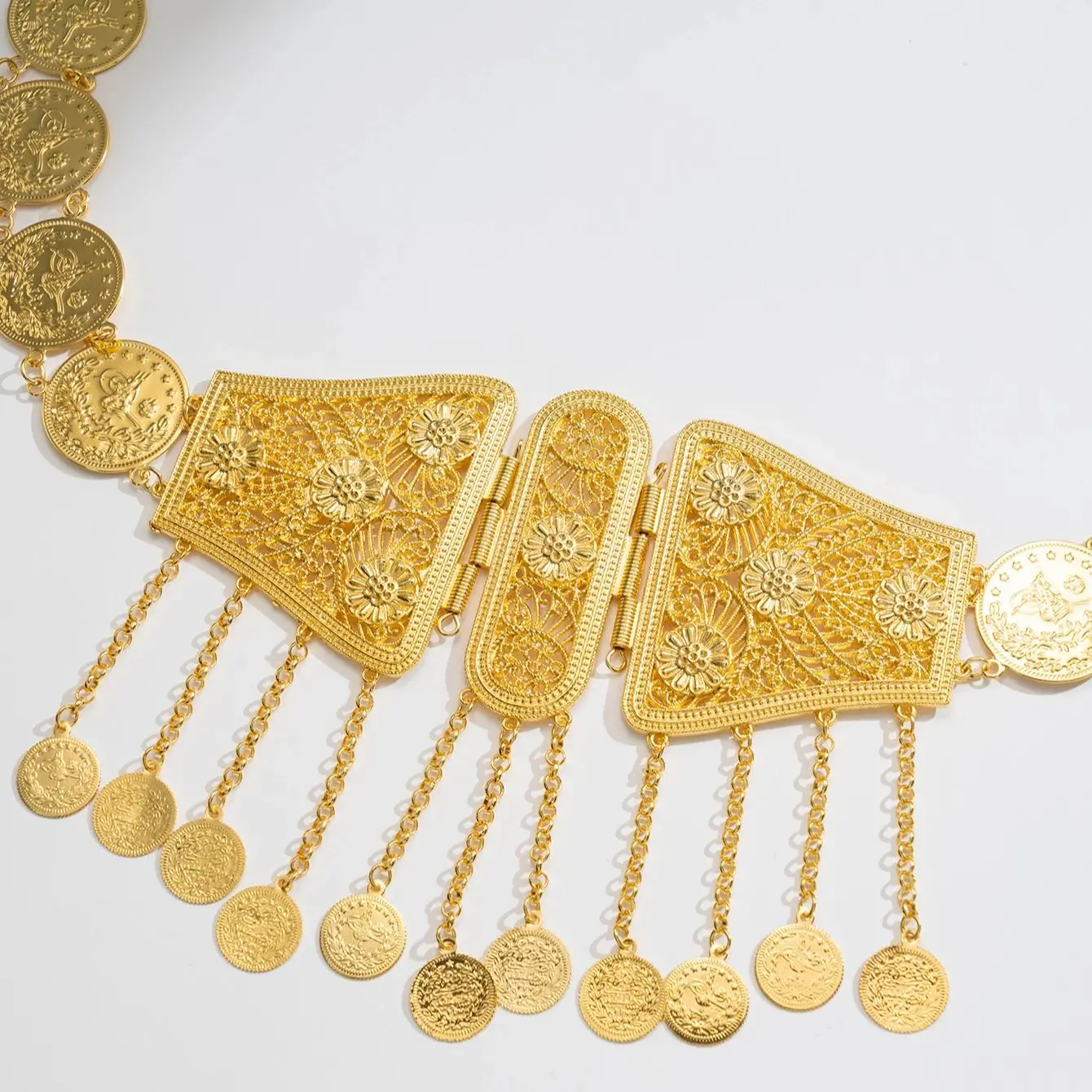 New gold plated turkish kurdish bridal jewelry waist band arabic women dress chain middle east women belts