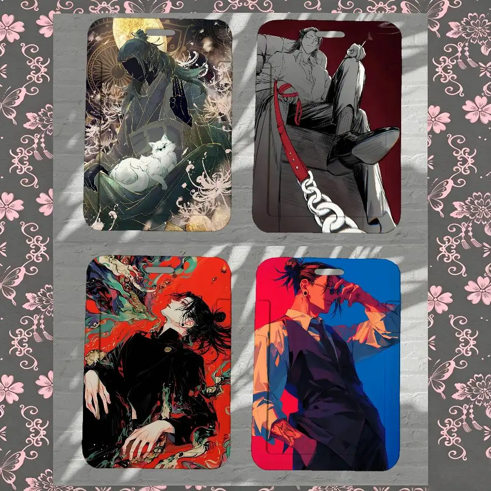 Suguru Geto J-Jujutsu Kaisen Anime ID Card Sleeve Durable Work Card Holder With Neck Strap Business ID Cover For Employees