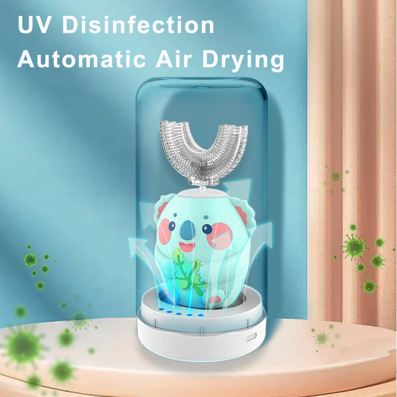 Degrees Sonic Electric Toothbrush U-Shaped for Children Kids Cartoon Automatic Silicone Toothbrushes
