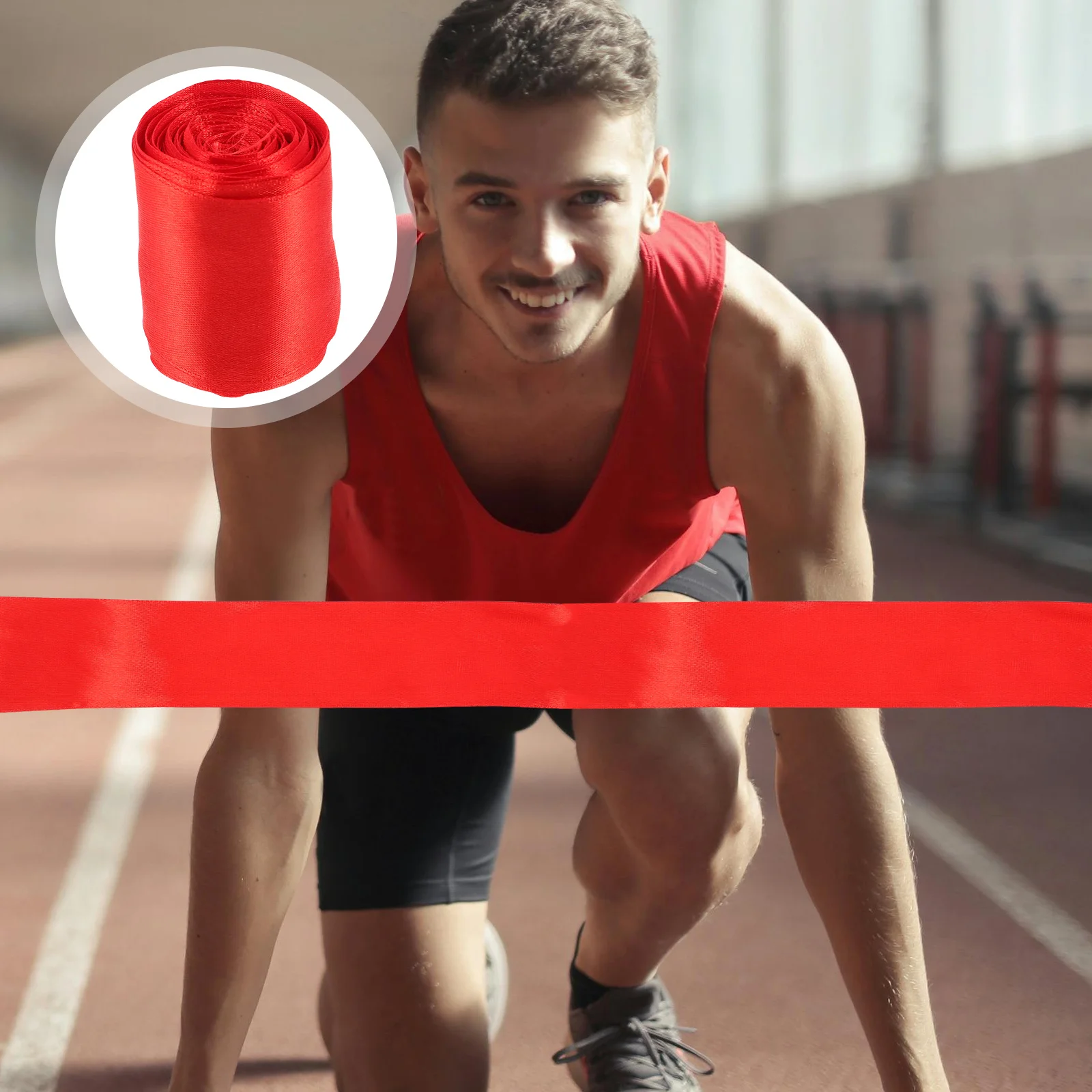 حزام من الساتان البوليستر الأحمر، حزام تصادم السباق، حزام الجري، شريط ماراثون النهائي، شريط رياضي #1