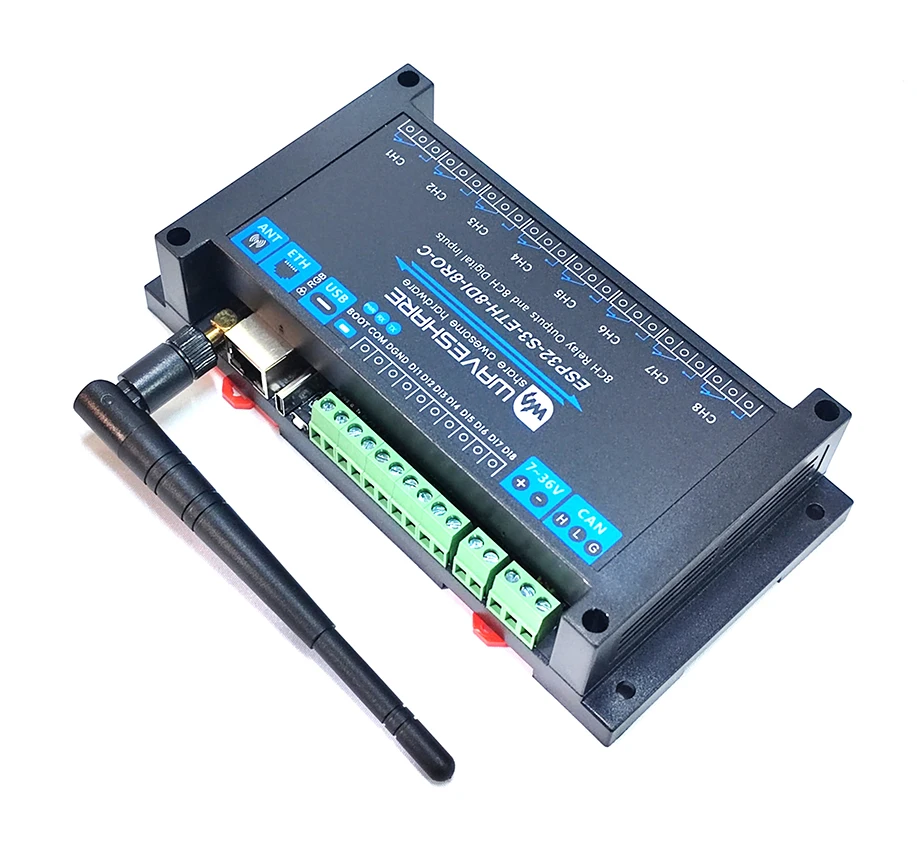 Wi-Fi 8 relay Channel ESP32-S3 WiFi Relay Module board Isolated CAN Interface Built-in Xtensa 32-bit LX7 Dual-core Processore
