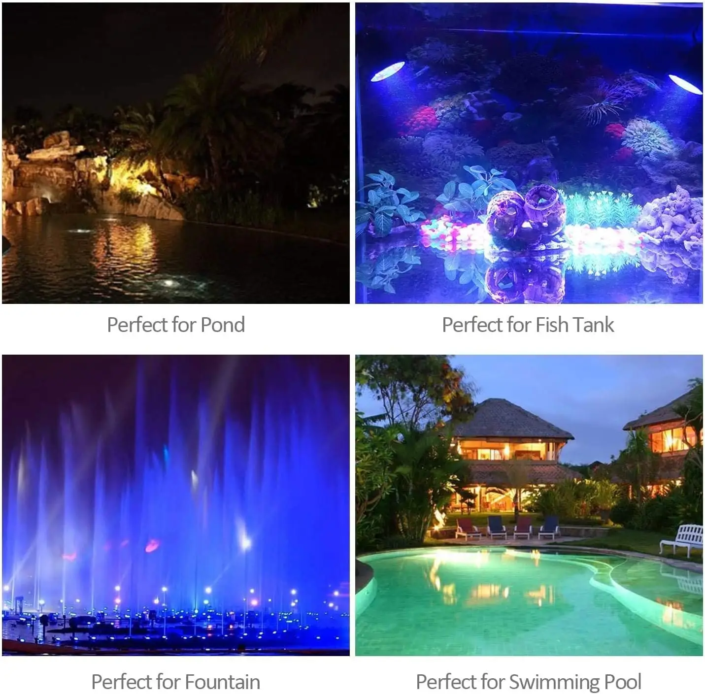 adjustable Submersible spotlight Underwater 36LED Spot Light Garden Pond Fish tank waterproof Aquarium pool lamp-COLOR CHANGING