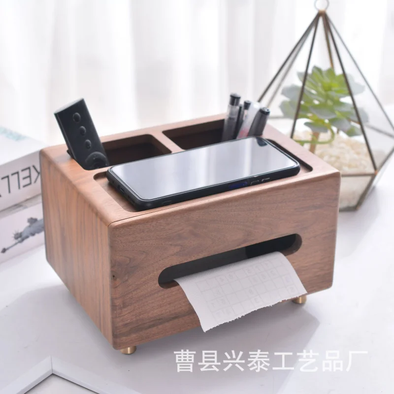 Black Walnut Solid Wood Napkin Box Household Dressing Table Finishing Storage Box Desktop Remote Sundries Paper Extraction Box