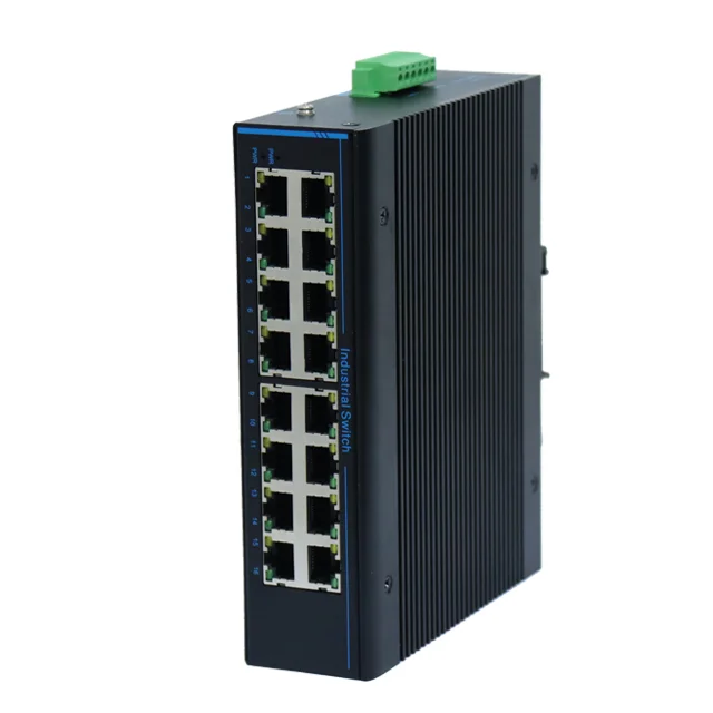 hit productHot Selling 1000M 16 Ports Industrial Ethernet Switch 1000M Unmanaged 35mm DIN Rail Network Switch  4000V Lightning p