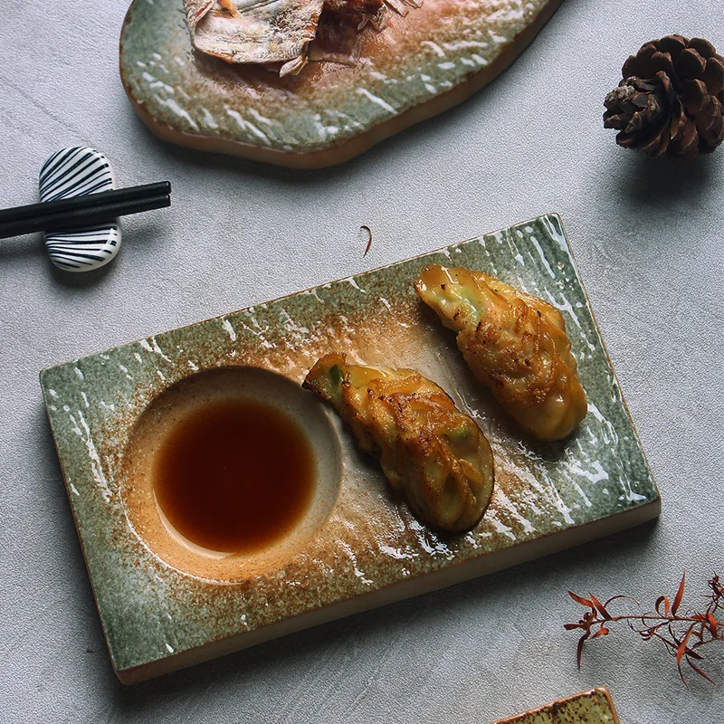 

Japanese simple ceramic plates, high-value household dishes, sushi dishes, exquisite underglaze fried dumplings