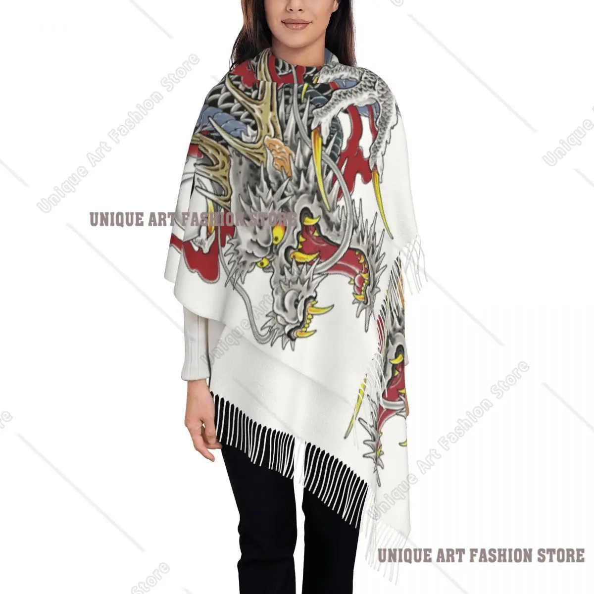 Sciarpa con tatuaggio drago Kazuma Kiryu con stampa personalizzata Uomo Donna Sciarpe calde invernali Scialle in stile asiatico giapponese